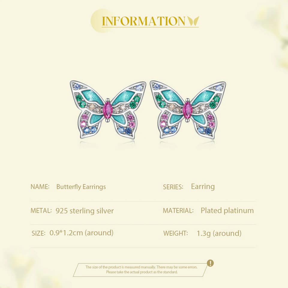 Colorful Butterfly Stud Earrings | S925 Sterling Silver | Go Glam Girl 12 S925 Colorful Butterfly Stud Earrings | Warm Spring Collection | Go Glam Girl jewelry shop