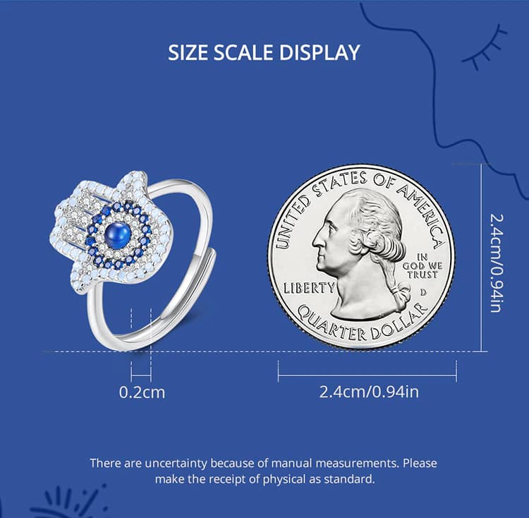 Fatima Hand Evil Eye Ring | S925 Sterling Silver | Go Glam Girl 12 S925 Fatima Hand Evil Eye Ring | Demon's Eye Collection | Go Glam Girl jewelry shop