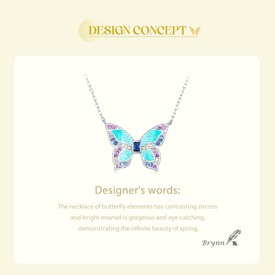Colorful Butterfly Necklace | S925 Sterling Silver | Go Glam Girl 12 S925 Colorful Butterfly Necklace | Warm Spring Collection | Go Glam Girl jewelry shop