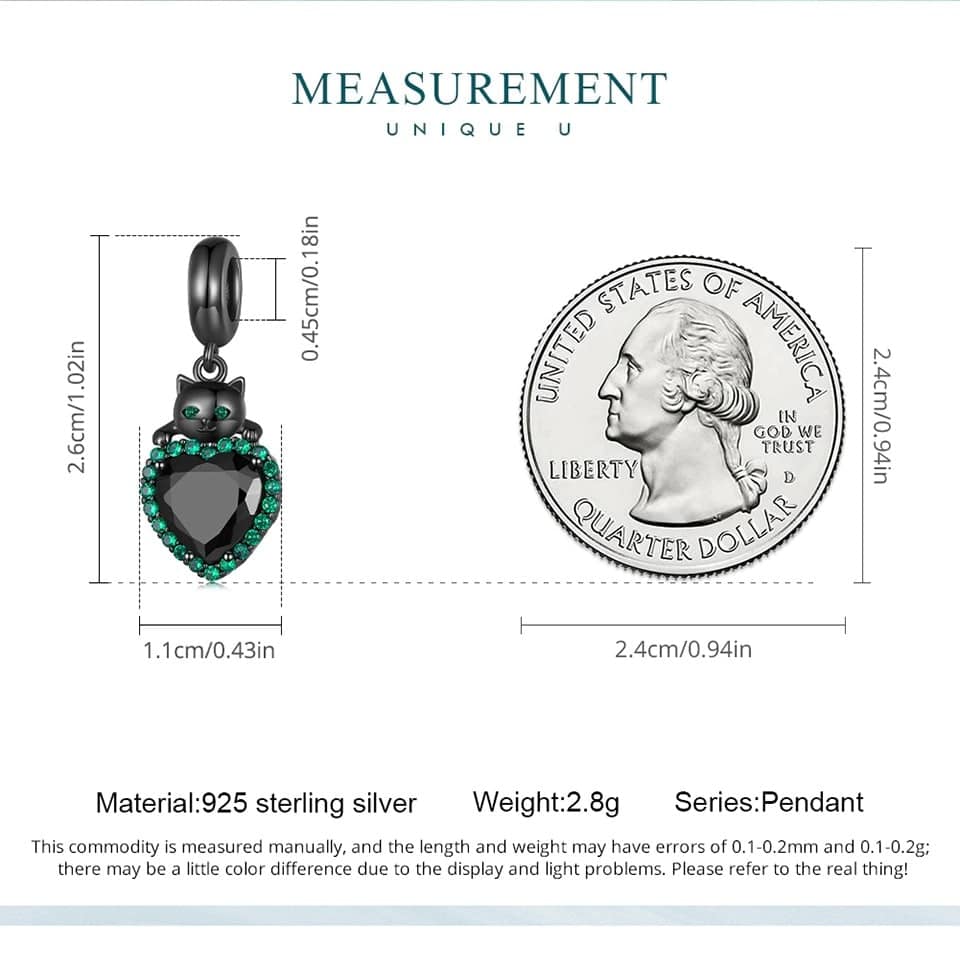Black Cat Hugging Heart Dangle Charm for Pandora Bracelet | Cat Mom Gift | S925 Sterling Silver | Go Glam Girl 9 S925 Black Cat Hugging Heart Dangle Charm | Go Glam Girl jewelry shop