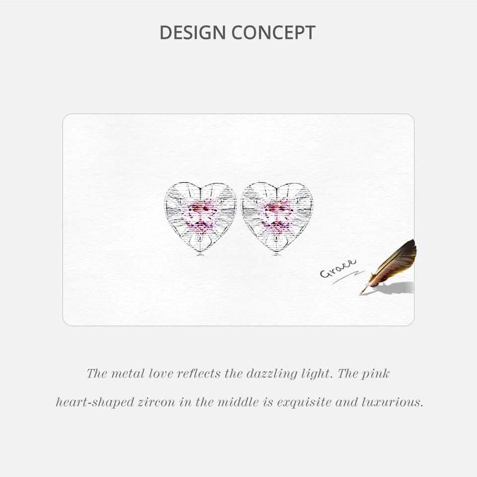 Shiny Pink Zircon Heart Stud Earrings | S925 Sterling Silver | Go Glam Girl 10 S925 Shiny Pink Zircon Heart Stud Earrings | Simple Earrings Collection | Go Glam Girl jewelry shop