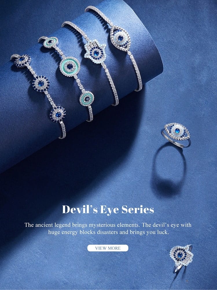 Adjustable Light Blue Evil Eyes Tennis Bracelet | S925 Sterling Silver | Go Glam Girl 11 Demon's Eye Collection | Go Glam Girl jewelry shop