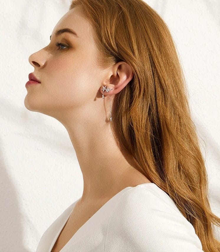 Flower Zircon Dangle Earrings 9 Flower Zircon Dangle Earrings | Go Glam Girl shop