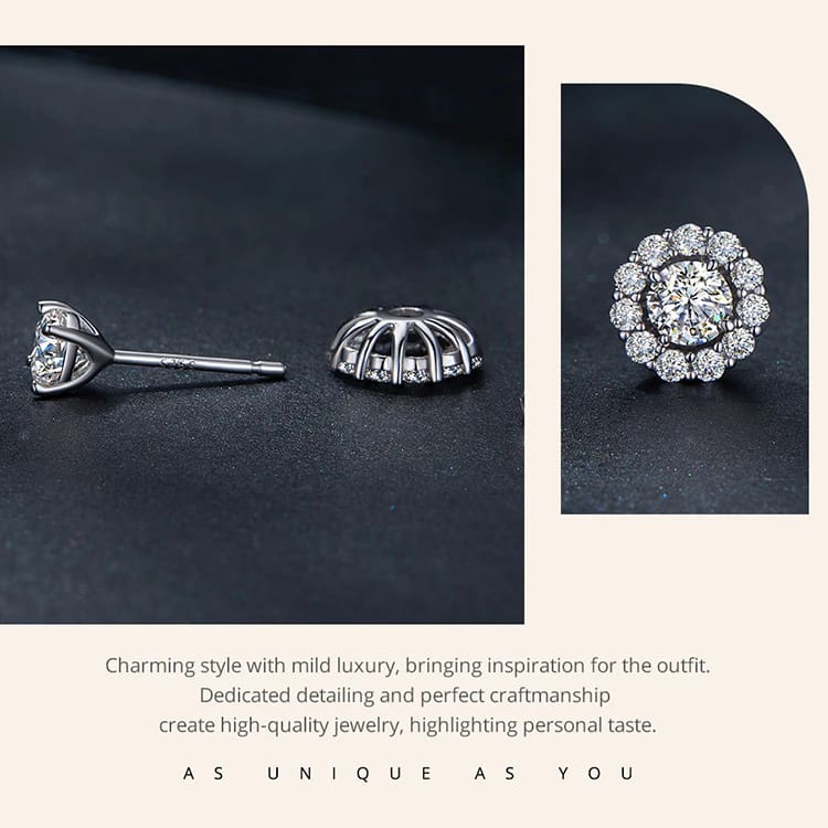 Detachable Flower Moissanite Stud Earrings | S925 Sterling Silver | Go Glam Girl 14 S925 Detachable Flower Moissanite Stud Earrings | Go Glam Girl jewelry shop
