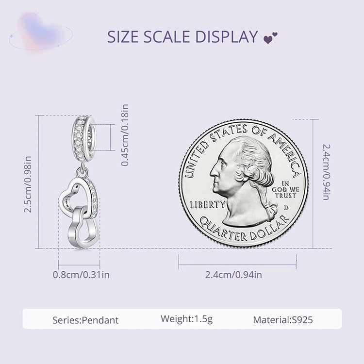 Interlocked Hearts Dangle Charm for Pandora Bracelet | Valentine's Day Gift | S925 Sterling Silver | Go Glam Girl 12 Interlocked Hearts Dangle Charm | Infinite Love Charms Collection | Go Glam Girl jewelry shop