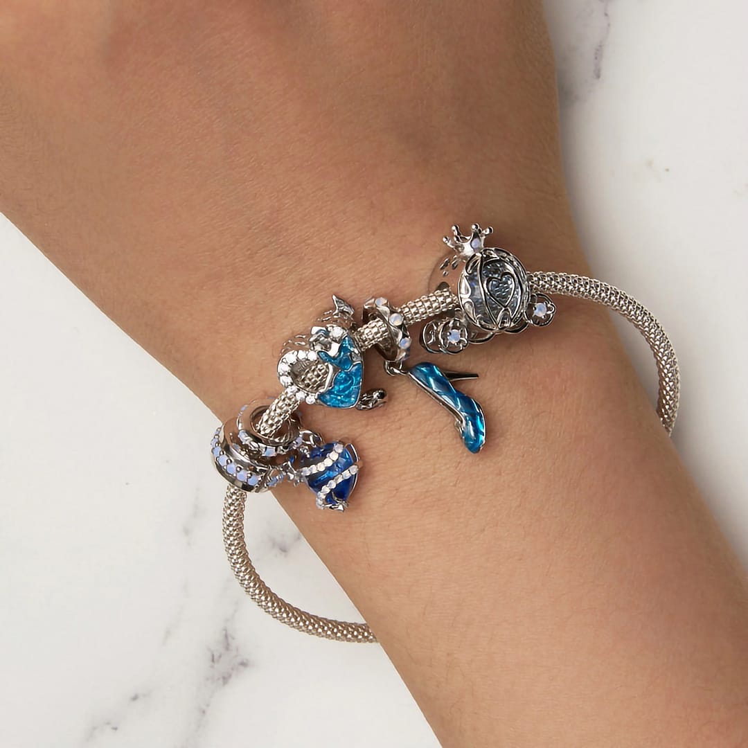 S925 Sterling Silver Cinderella Heart Clip Charm for Pandora Bracelet | Disney Lovers gift | Go Glam Girl 13 S925 Cinderella Charms Collection | Go Glam Girl jewelry shop