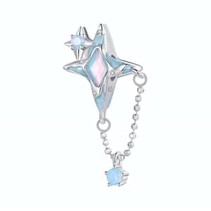 Sterling silver Starry Sky Chain Charm featuring opals and cubic zirconia stones, evoking cosmic beauty.