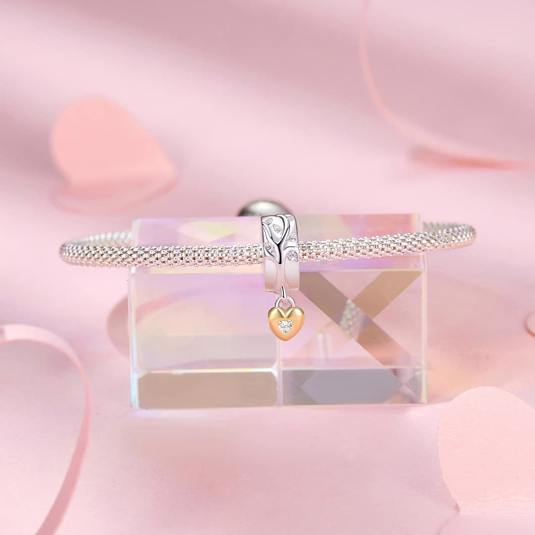 Mom Tree of Life Clip Charm for Pandora Bracelet | S925 Sterling Silver | Go Glam Girl 5 Sterling silver Mom Tree of Life Clip Charm with cubic zirconia stones, perfect for bracelets and necklaces, symbolizing family love and strength.