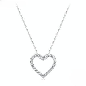 Silver Heart Moissanite Necklace - Shimmering pendant with sparkling moissanite stones, a symbol of love and elegance.
